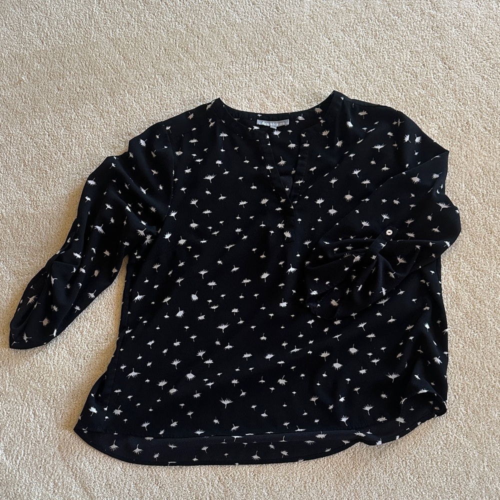 Daniel Rainn Black and White Patterned Blouse